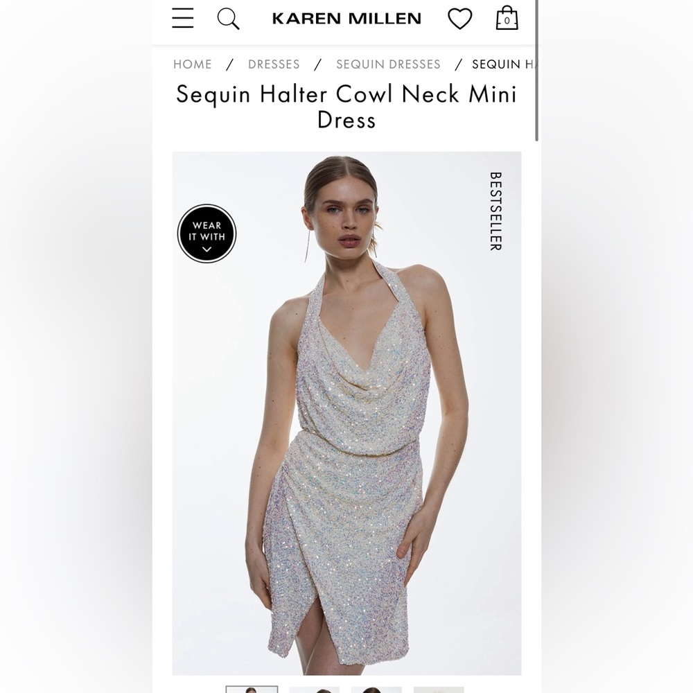 NWT Karen Millen White Sequin Dress- Sz 10